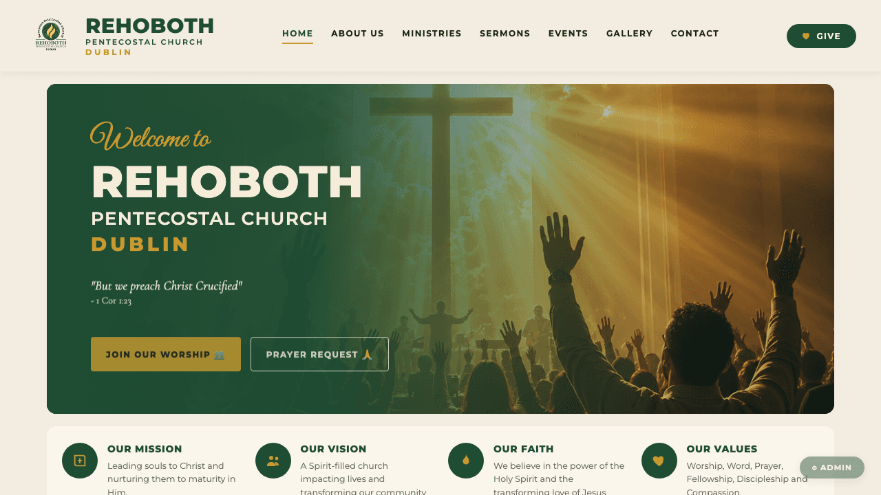 Rehoboth Pentecostal Church — Website & Admin
